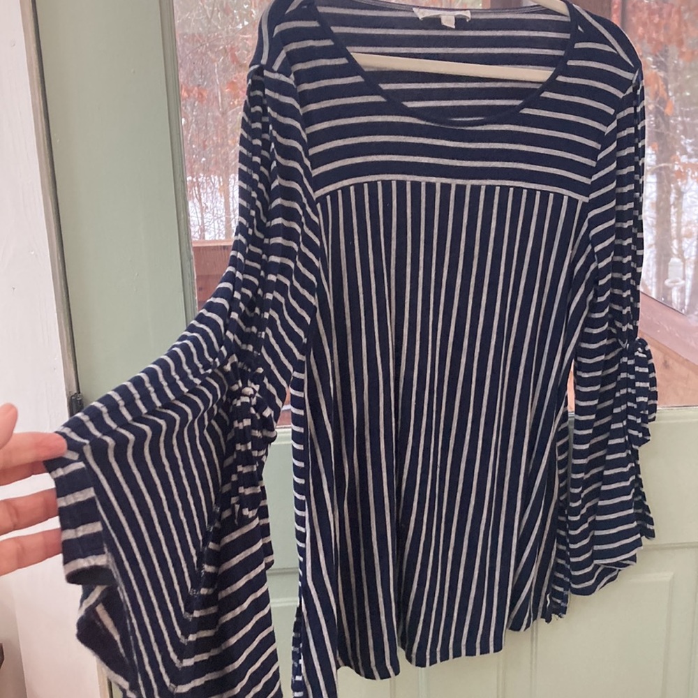 Weekend Susanne Betro Gypsy boho swing top. Navy white stripe. Xl.